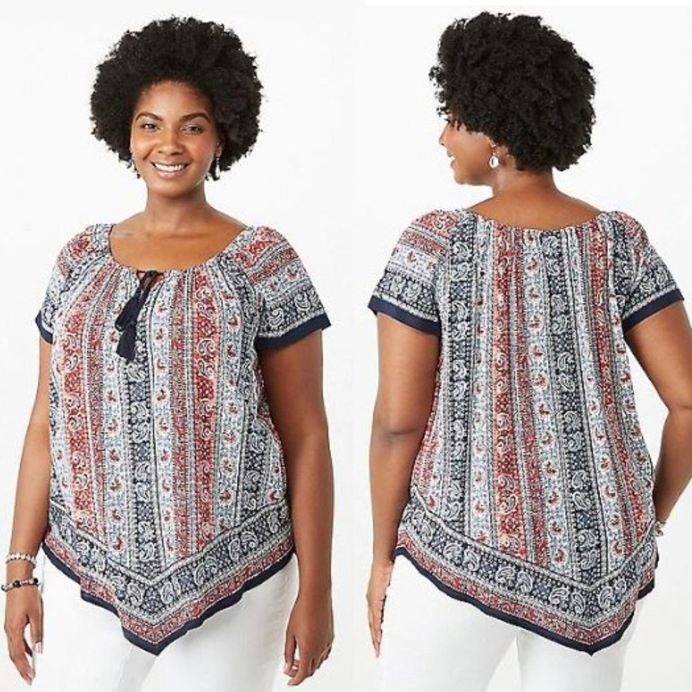 Beautiful Printed On and Off Shoulder Top - Westport